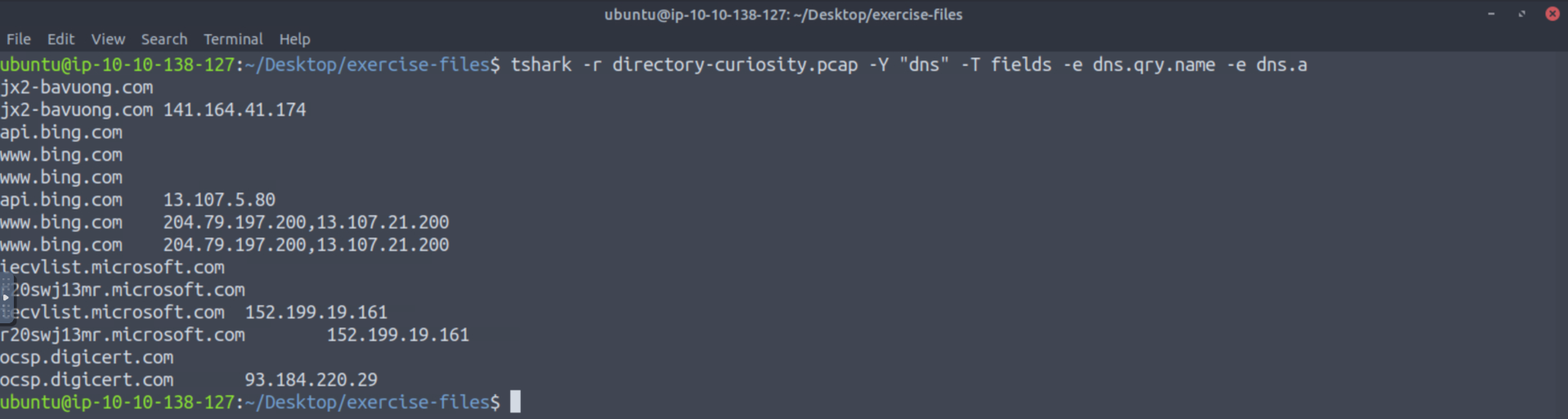 Screenshot for Question 3