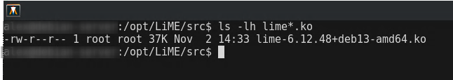 Compiled LiME kernel module