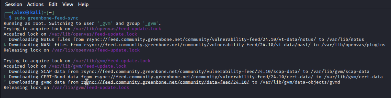OpenVAS feed synchronization finished