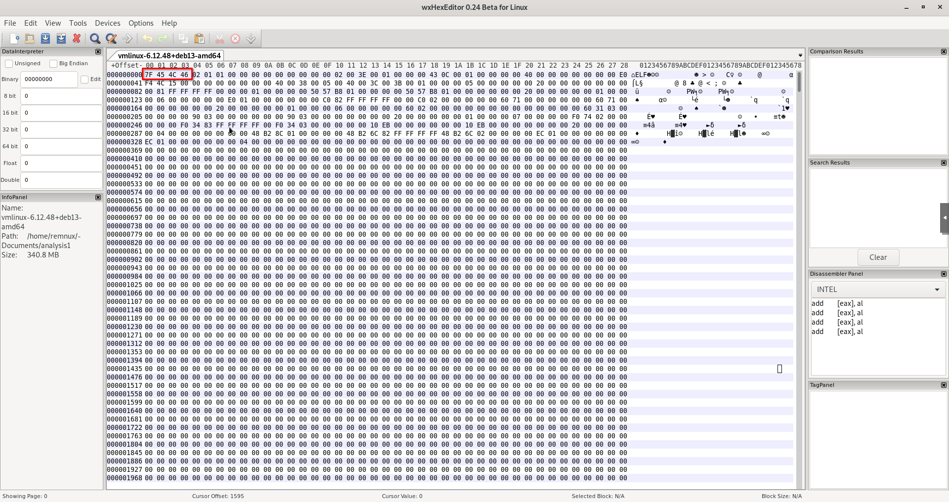 Magic numbers highlighted in wxHexEditor