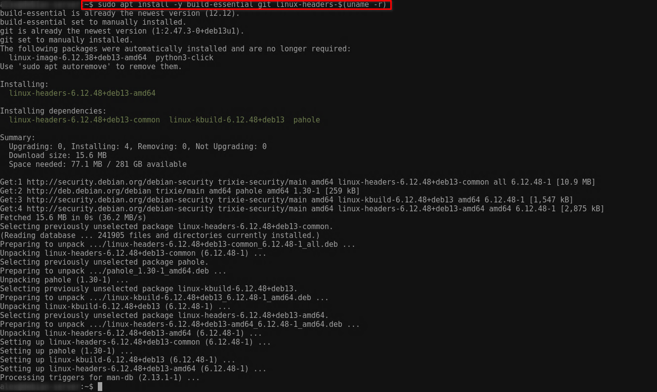 Installing kernel headers and build tools