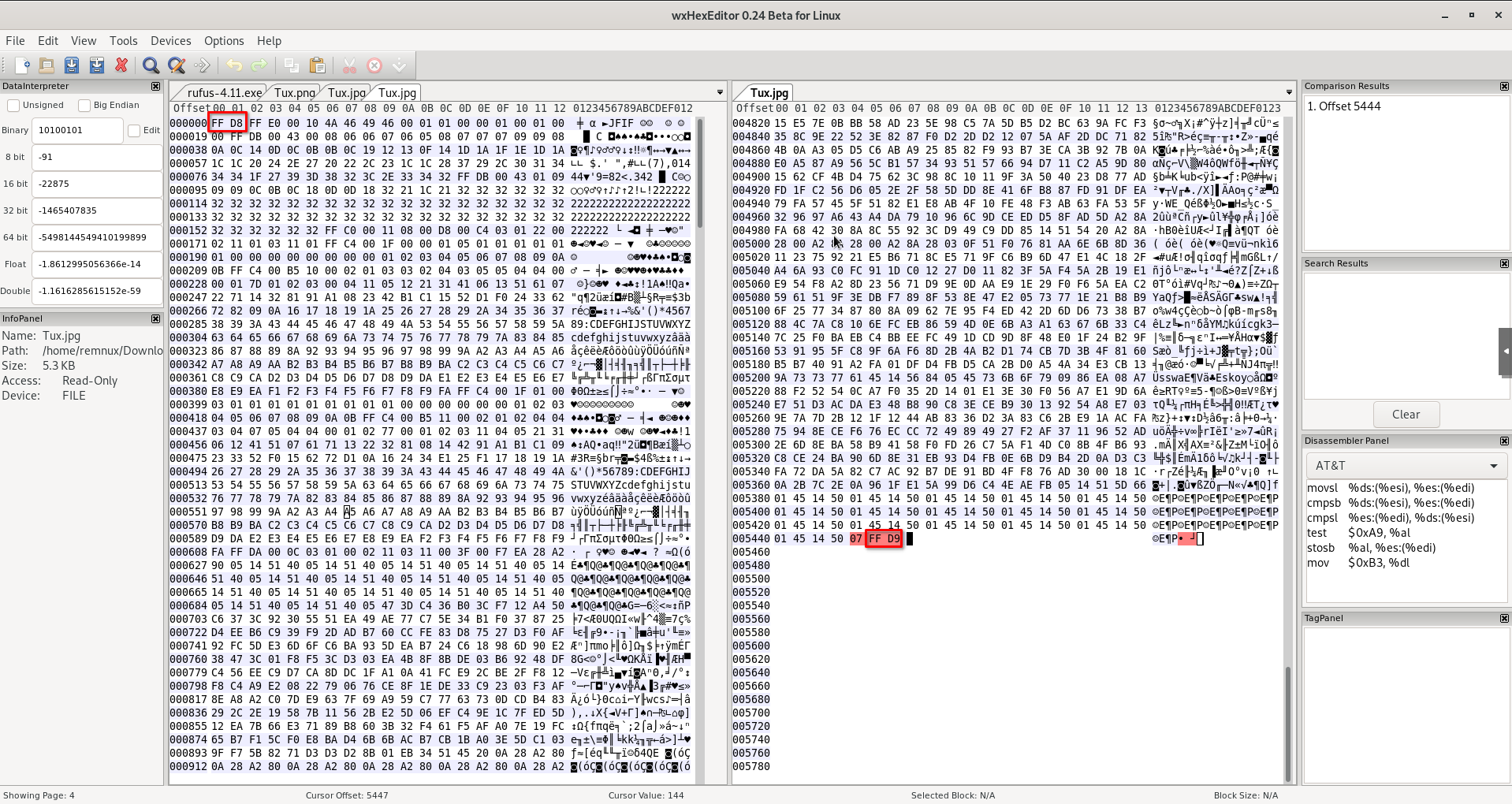 JPEG header in wxHexEditor